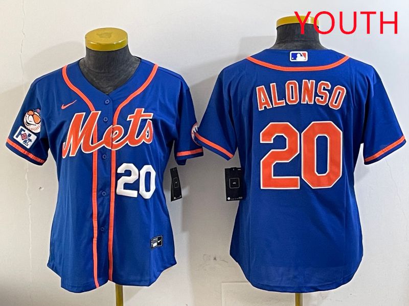 Youth New York Mets 20 Alonso Blue Game Fashion 2025 Nike MLB Jersey style 2